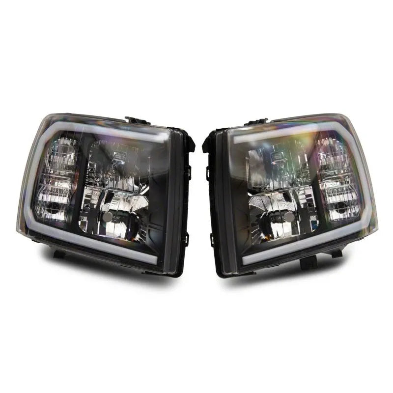 Raxiom 07-13 Chevy Silverado Axial Headlights w/ LED Bar- Black (S138003)