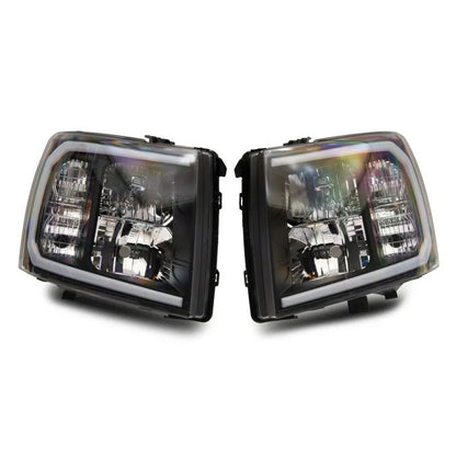 Raxiom 07-13 Chevy Silverado Axial Headlights w/ LED Bar- Black (S138003)