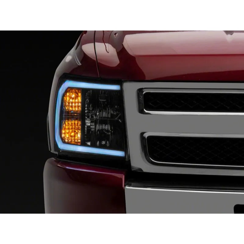 Raxiom 07-13 Chevy Silverado Axial Headlights w/ LED Bar- Black (S138003)
