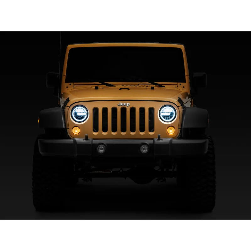 Raxiom 97-18 Jeep Wrangler TJ/JK 7-Inch LED Headlights w/ Halos- Black (J155018)