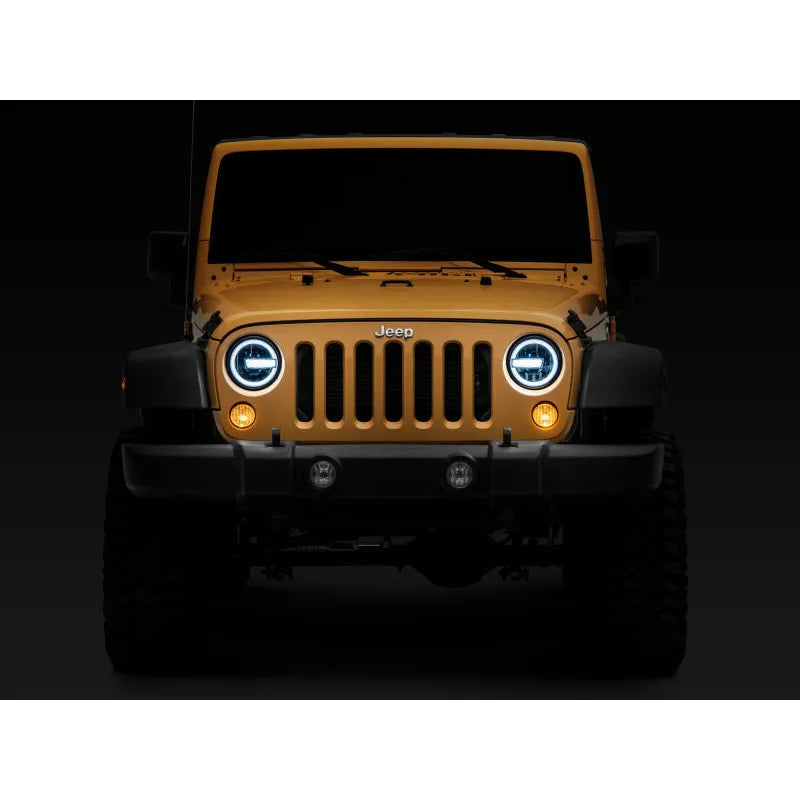 Raxiom 97-18 Jeep Wrangler TJ/JK 7-Inch LED Headlights w/ Halos- Black (J155018)