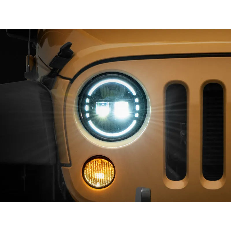 Raxiom 97-18 Jeep Wrangler TJ/JK Axial 7-Inch LED Headlights w/ DRL | Jeep Wrangler (J155570)