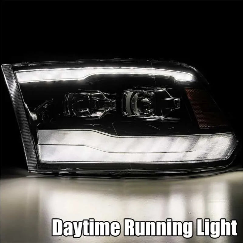 AlphaRex Ram 1500 HD LUXX Proj Headlights Plnk Style Jet Blk w/Activ Seq (09-18,03-26) (880540)