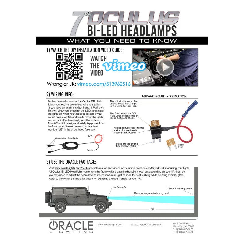 Oracle Oculus 7in Bi-LED Headlights | Jeep Wrangler JK (07-18) (5876-001)