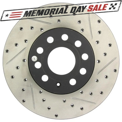 StopTech 127.33110L Front Left Drilled Brake Rotor for 10-19 A3 / 05-19 VW Jetta