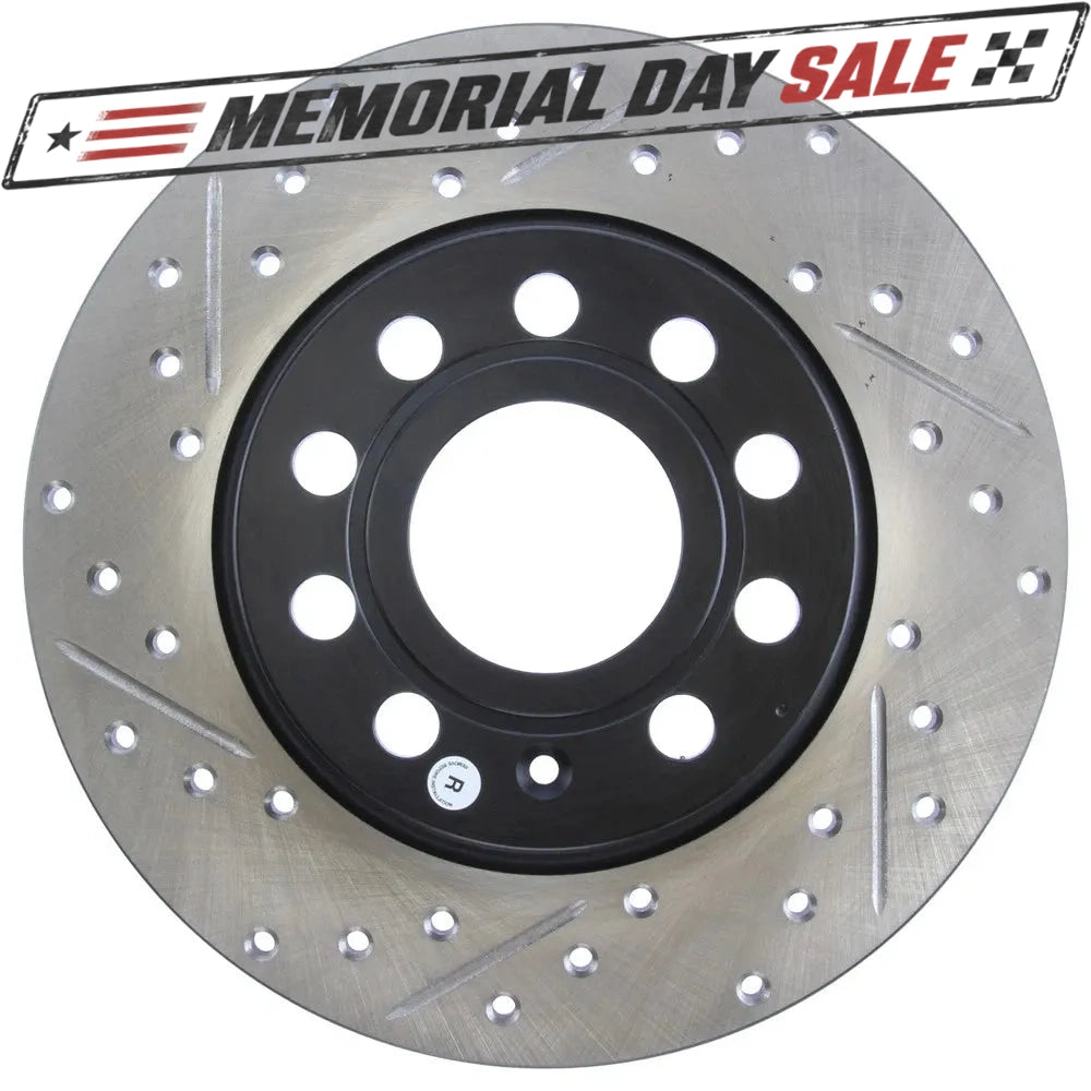 StopTech 127.33131R Rear Right Drilled Disc Brake Rotor for 10-18 Golf GTI Jetta