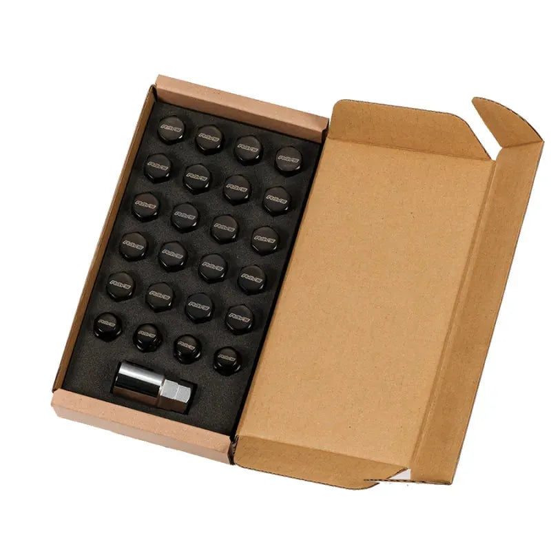 RAYS 19 Hex L33 Lug Nuts Black 14x1.50 (20+4 Locks)