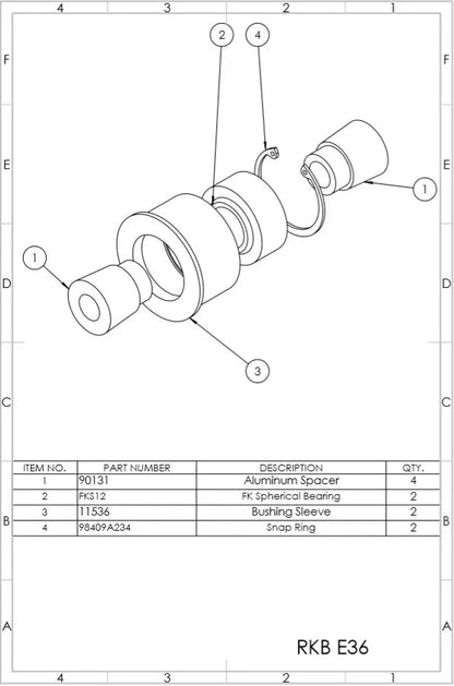 SPL Parts Rear Spherical Knuckle Bushing Kit - 1992-1995 BMW 325i (E36)