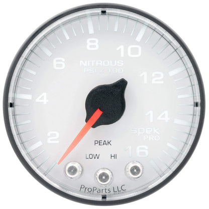 Autometer Spek-Pro 2 & 1/16" Nitrous Press Gauge 1600PSI
