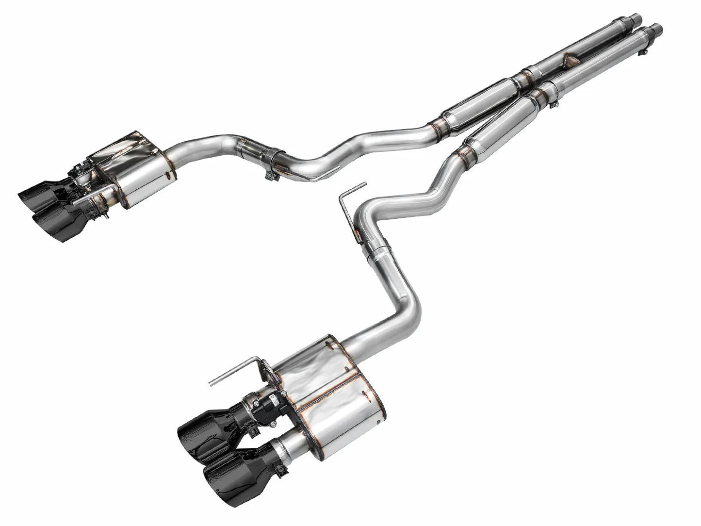 AWE Tuning AWE SwitchPath Exhaust for S650 Mustang GT Coupe - Quad Diamond Black Tips - 3025-43650