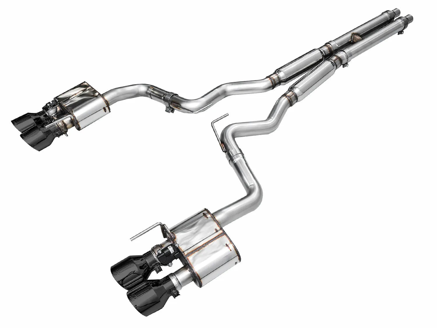 AWE Tuning AWE SwitchPath Exhaust for S650 Mustang GT Coupe - Quad Diamond Black Tips - 3025-43650