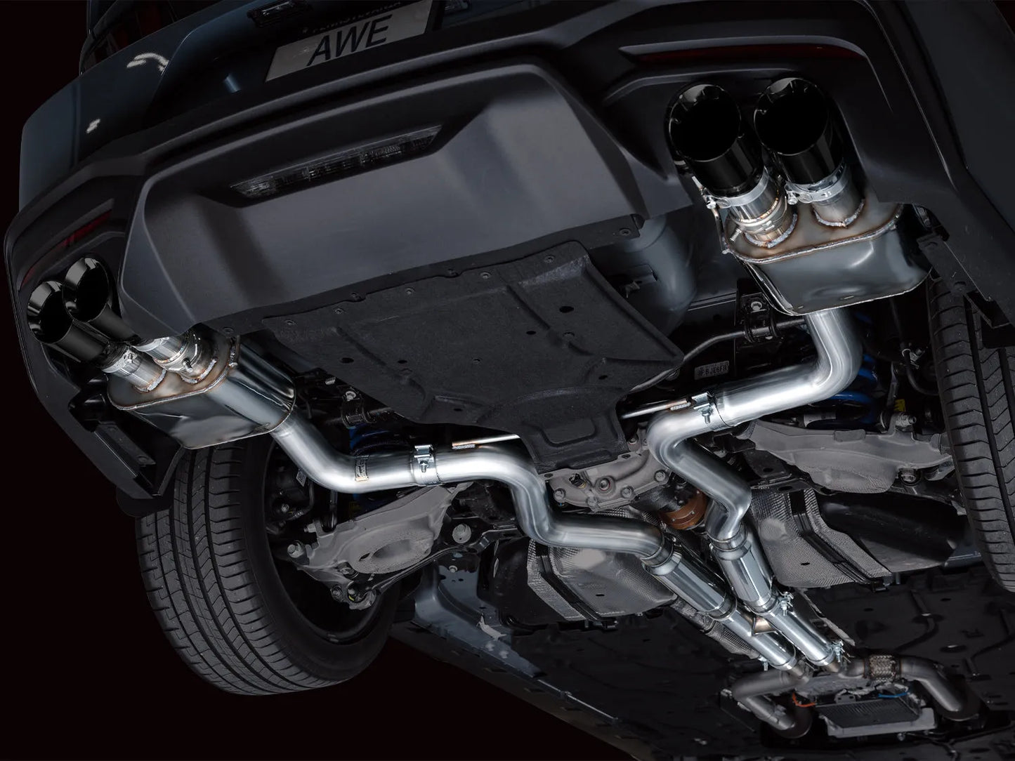 AWE Tuning AWE SwitchPath Exhaust for S650 Mustang GT Coupe - Quad Diamond Black Tips - 3025-43650