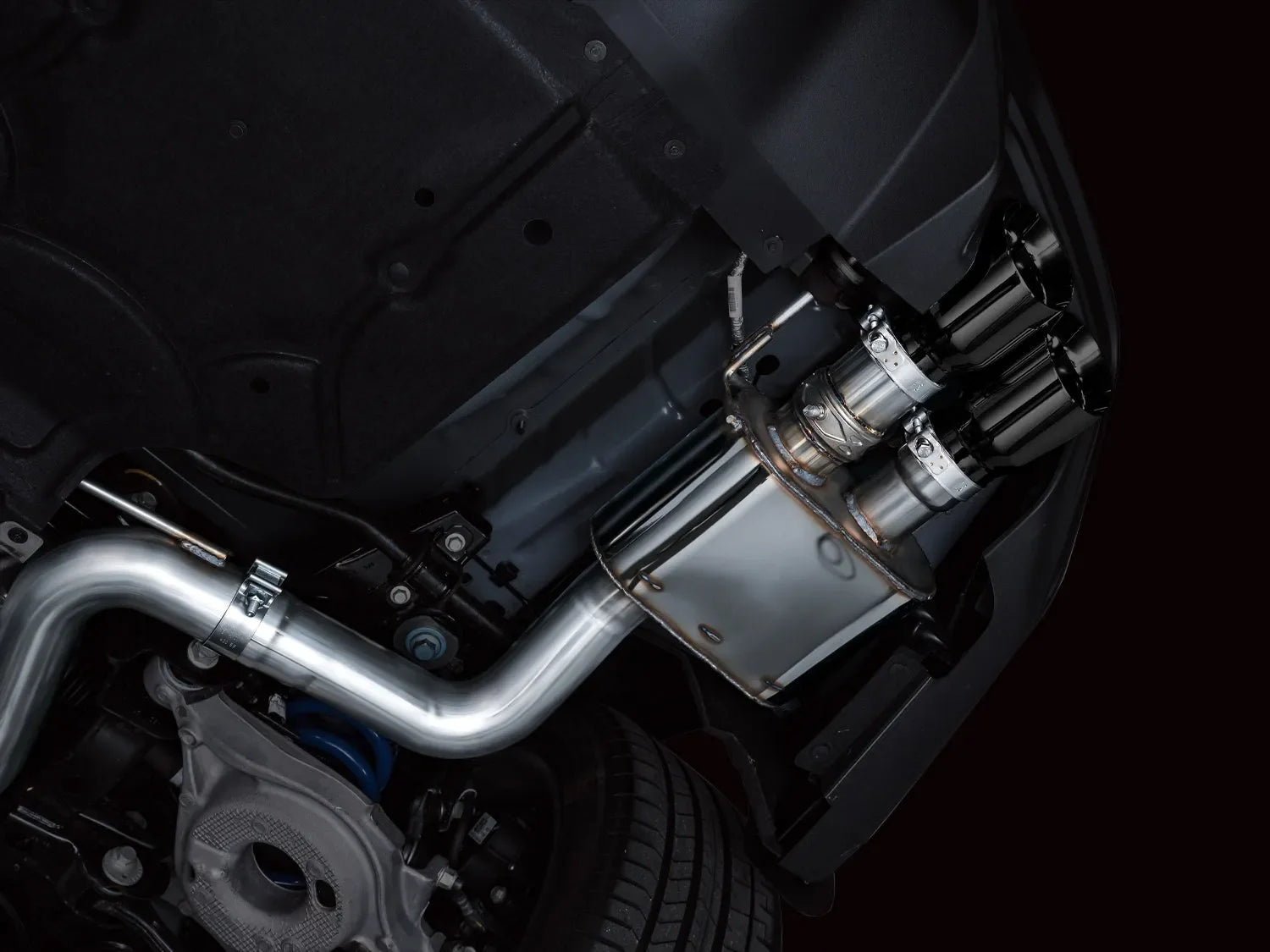 AWE Tuning AWE SwitchPath Exhaust for S650 Mustang GT Coupe - Quad Diamond Black Tips - 3025-43650