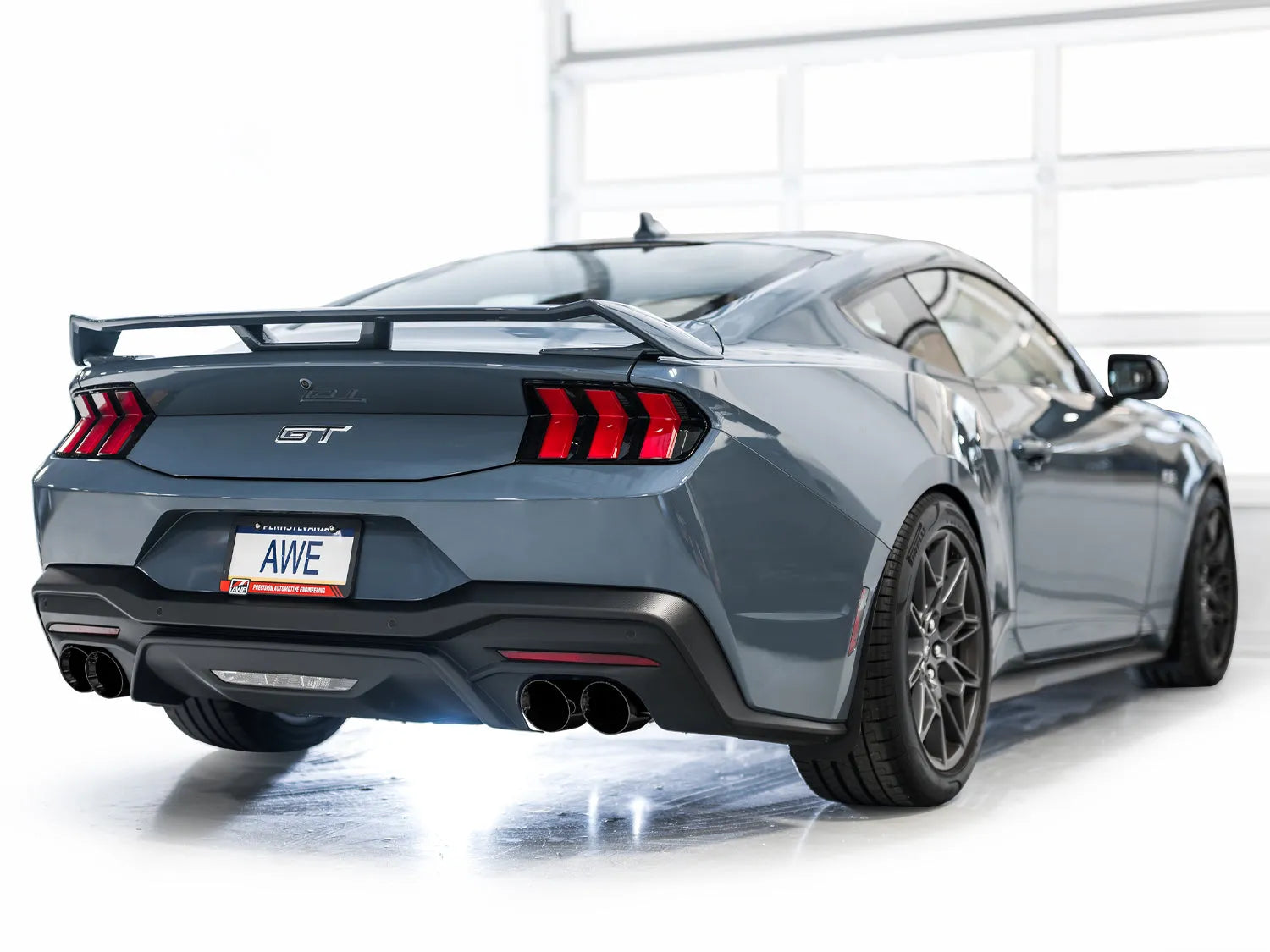 AWE Tuning AWE SwitchPath Exhaust for S650 Mustang GT Coupe - Quad Diamond Black Tips - 3025-43650