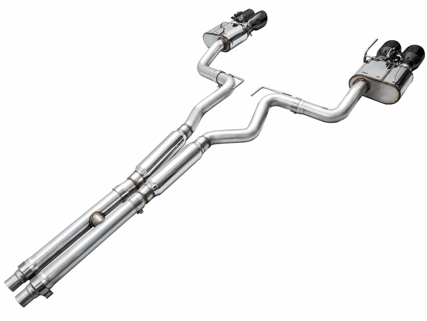 AWE Tuning AWE SwitchPath Exhaust for S650 Mustang GT Coupe - Quad Diamond Black Tips - 3025-43650