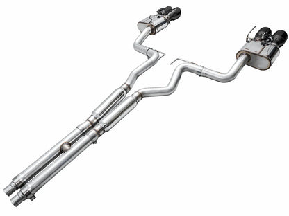 AWE Tuning AWE SwitchPath Exhaust for S650 Mustang GT Coupe - Quad Diamond Black Tips - 3025-43650