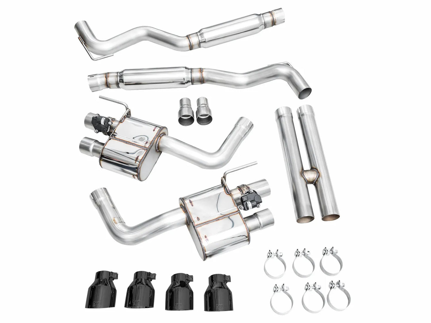 AWE Tuning AWE SwitchPath Exhaust for S650 Mustang GT Coupe - Quad Diamond Black Tips - 3025-43650