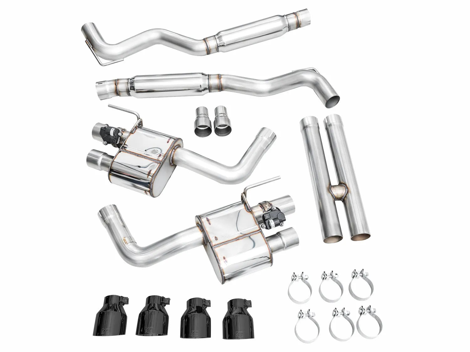 AWE Tuning AWE SwitchPath Exhaust for S650 Mustang GT Coupe - Quad Diamond Black Tips - 3025-43650