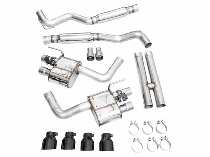 AWE Tuning AWE SwitchPath Exhaust for S650 Mustang GT Coupe - Quad Diamond Black Tips - 3025-43650