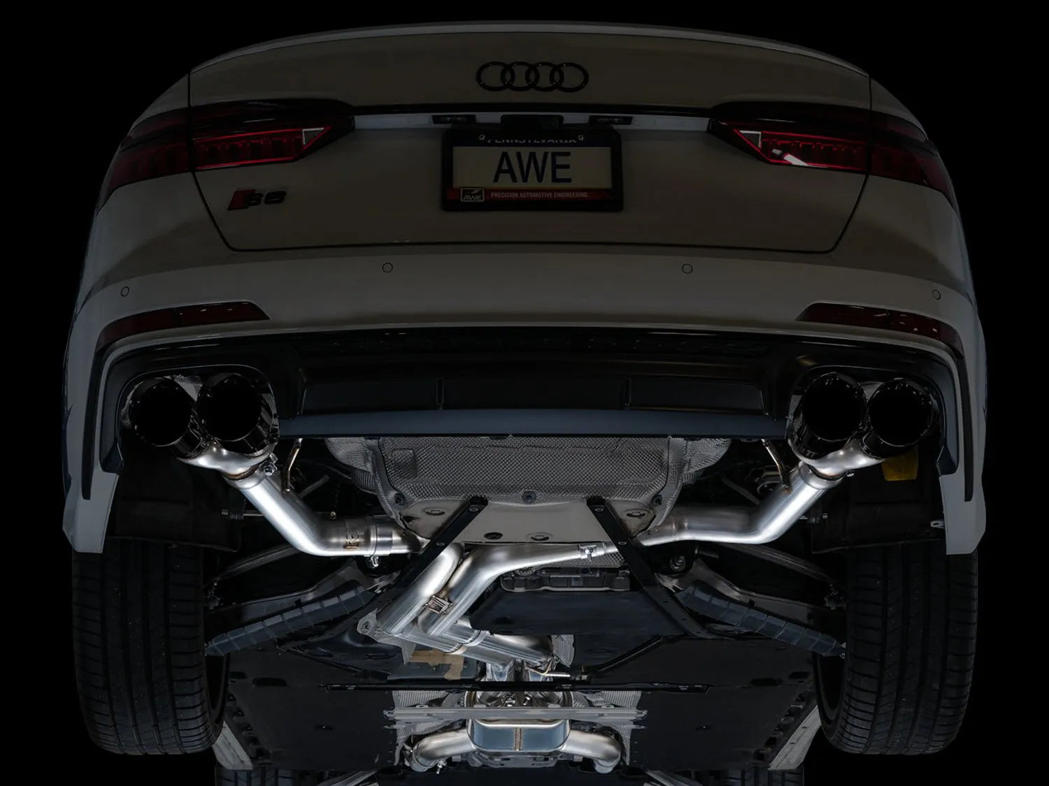 AWE Tuning Track Edition Exhaust - Diamond Black Tips for 19-23 Audi C8 S6/S7 (3020-43109)