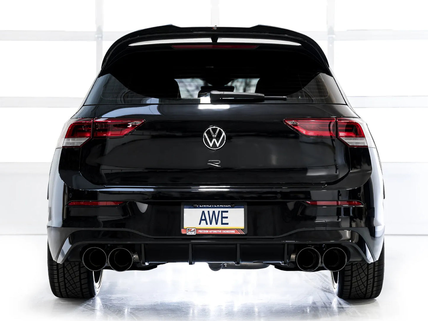 AWE Tuning MK8 Volkswagen Golf R 3in Track Edition Quad Exhaust - Diamond Black Tips (3020-43658)