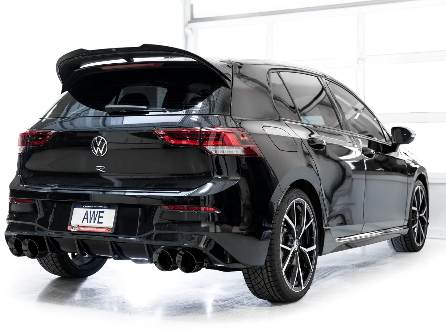 AWE Tuning MK8 Volkswagen Golf R 3in Track Edition Quad Exhaust - Diamond Black Tips (3020-43658)