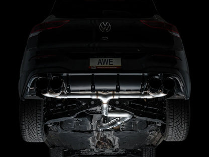 AWE Tuning MK8 Volkswagen Golf R 3in Track Edition Quad Exhaust - Diamond Black Tips (3020-43658)