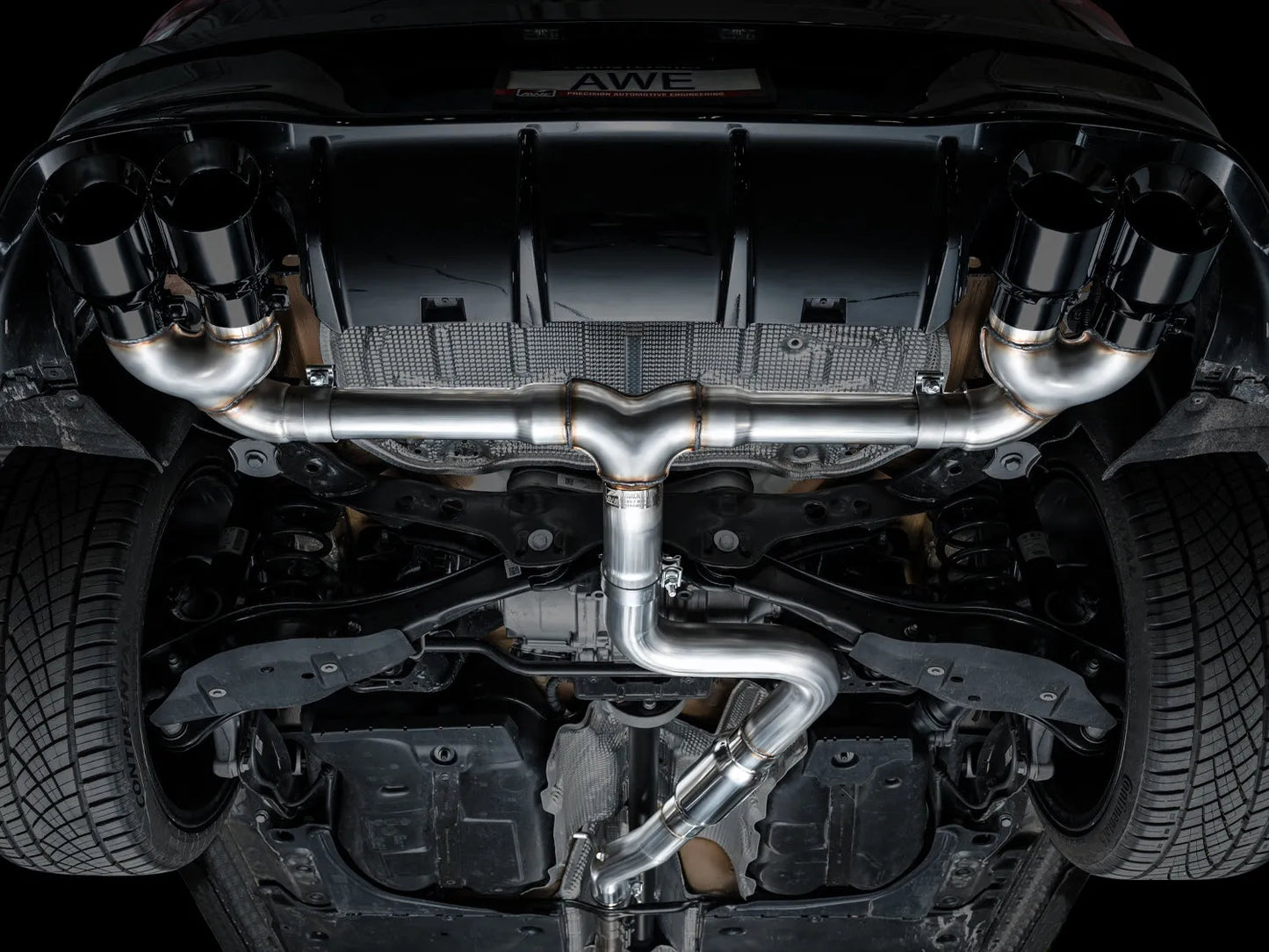 AWE Tuning MK8 Volkswagen Golf R 3in Track Edition Quad Exhaust - Diamond Black Tips (3020-43658)
