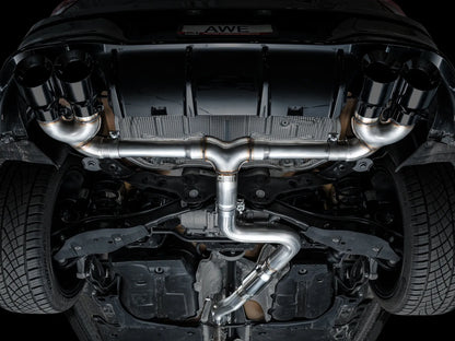 AWE Tuning MK8 Volkswagen Golf R 3in Track Edition Quad Exhaust - Diamond Black Tips (3020-43658)