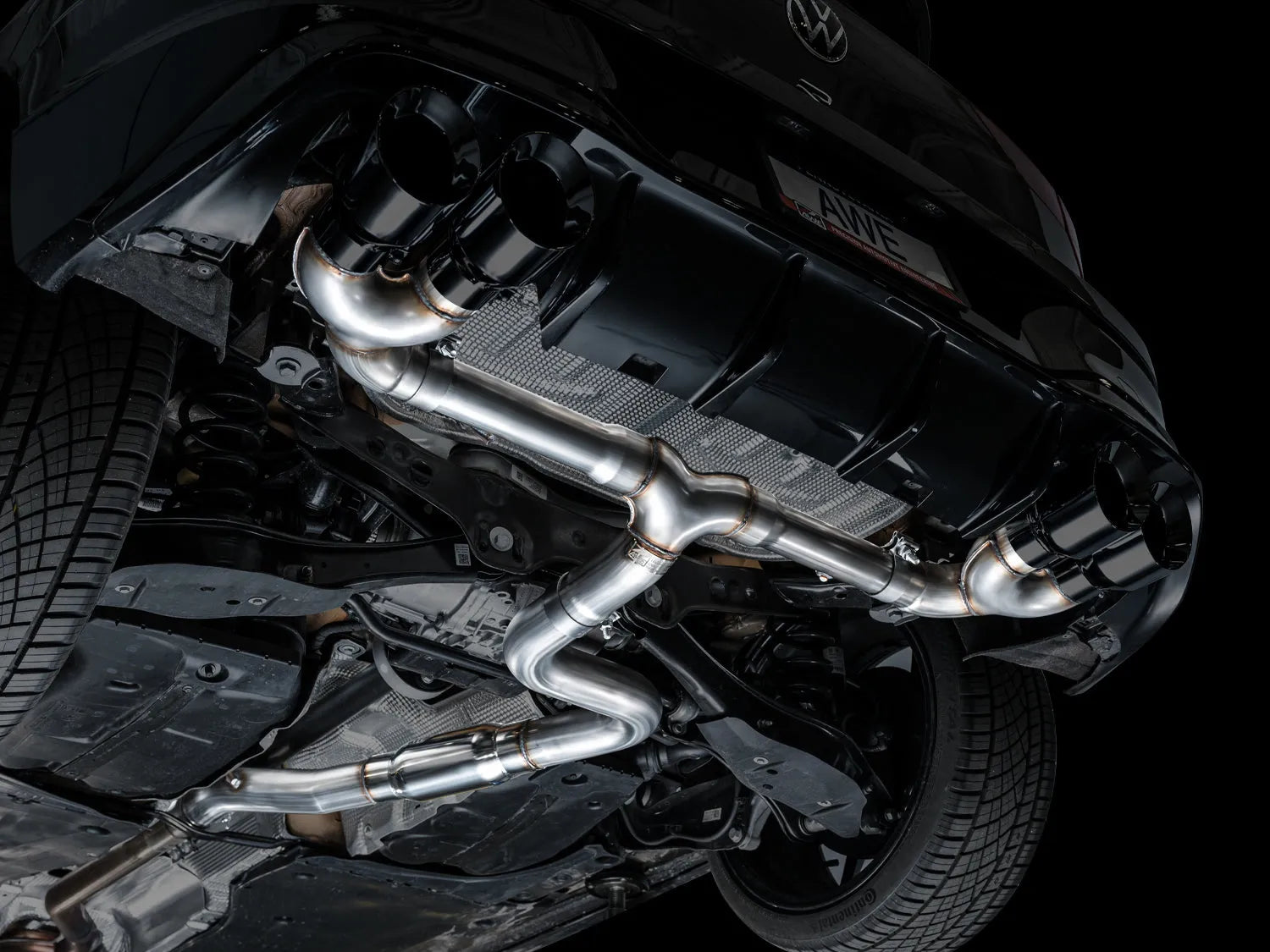 AWE Tuning MK8 Volkswagen Golf R 3in Track Edition Quad Exhaust - Diamond Black Tips (3020-43658)