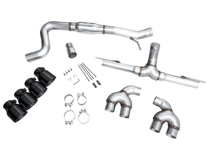 AWE Tuning MK8 Volkswagen Golf R 3in Track Edition Quad Exhaust - Diamond Black Tips (3020-43658)