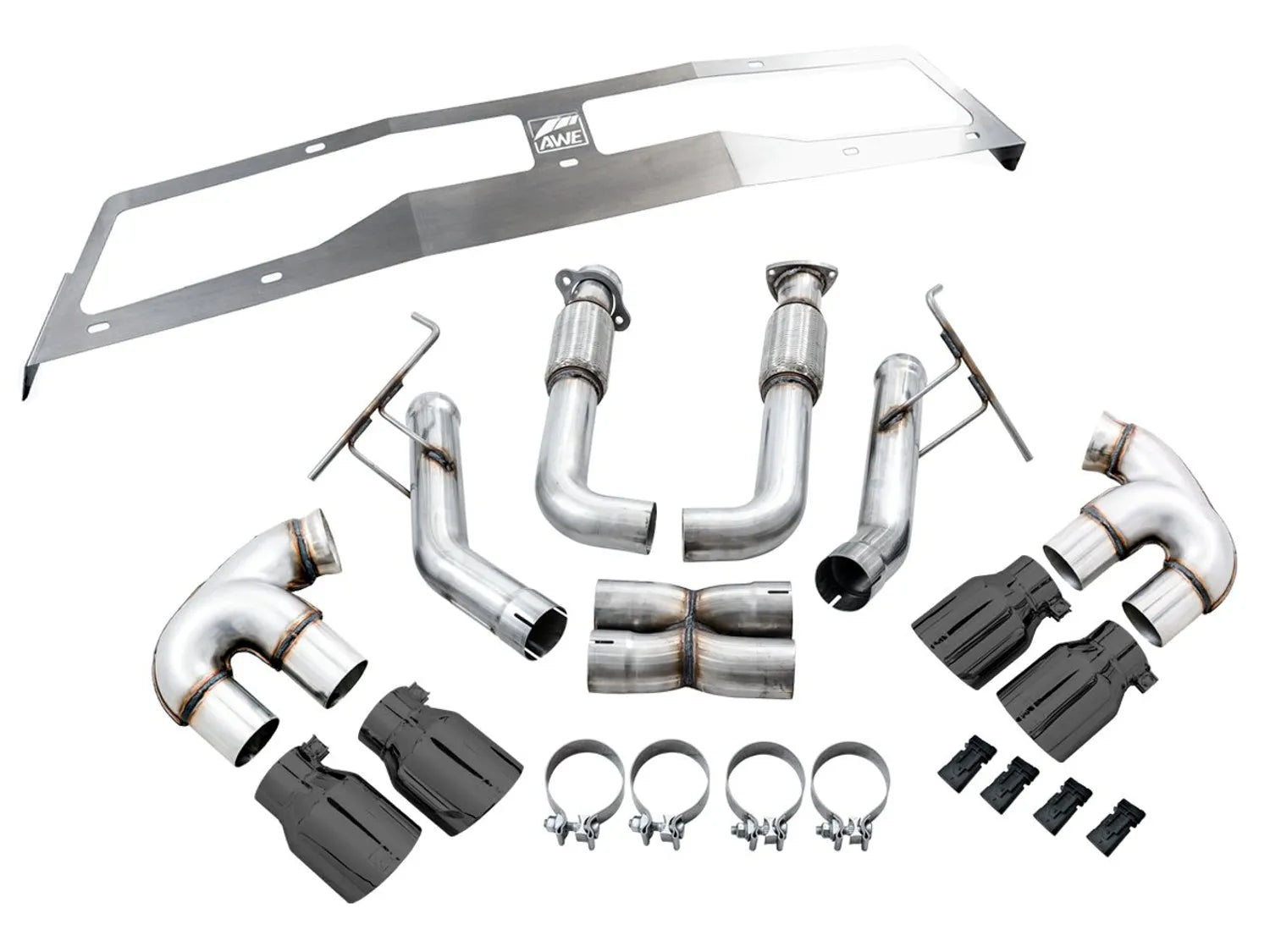 AWE Tuning Track Edition Exhaust for C8 Corvette - Diamond Black Tips (3020-43086)
