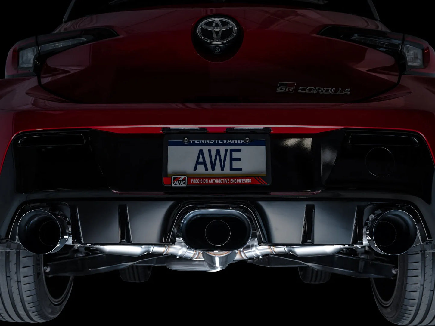 AWE Tuning Track Edition Exhaust - Diamond Black Tips for 2023+ Toyota GR Corolla (3020-53472)