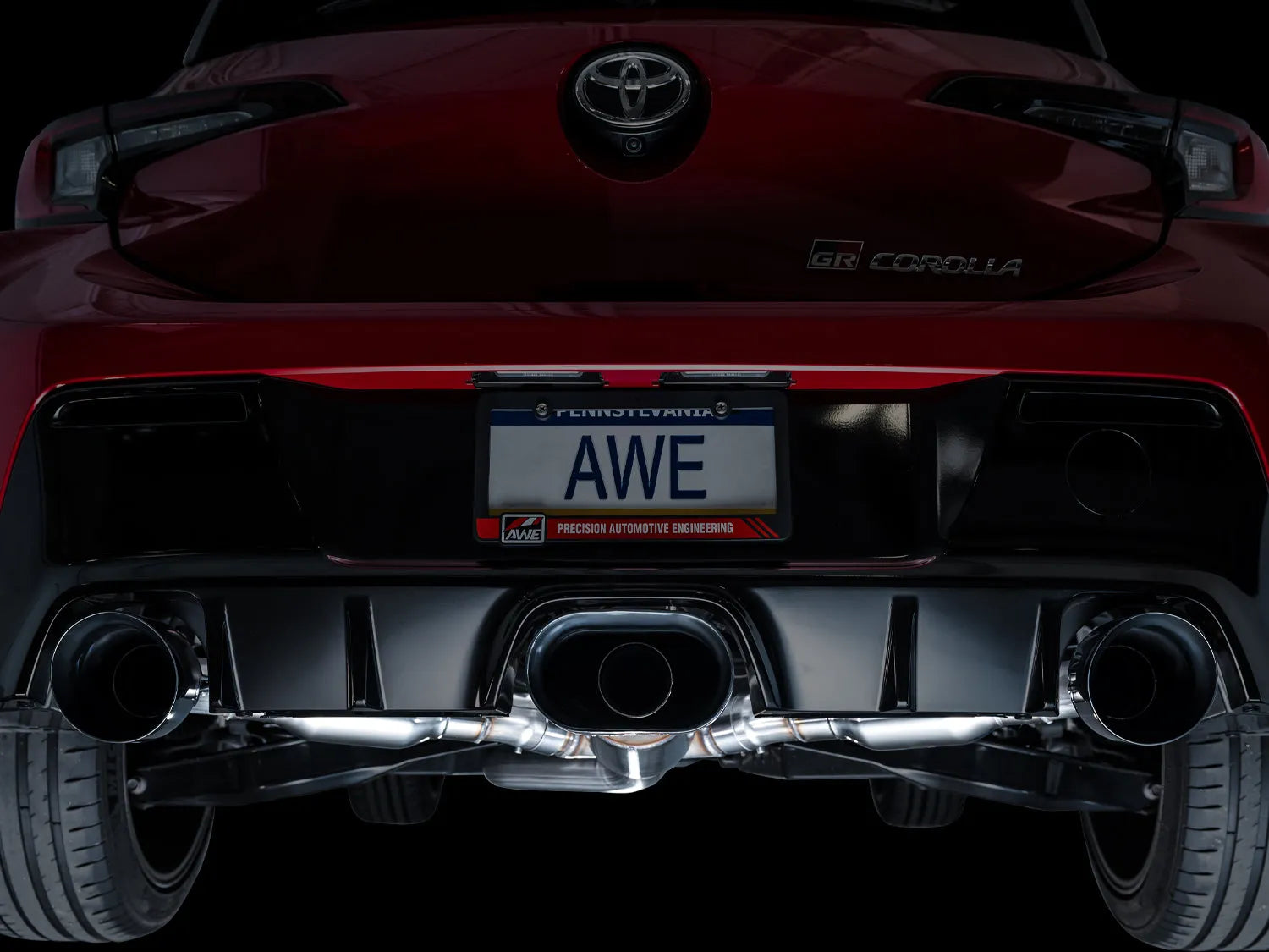 AWE Tuning Track Edition Exhaust - Diamond Black Tips for 2023+ Toyota GR Corolla (3020-53472)