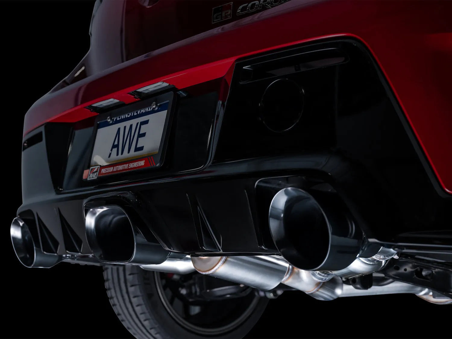 AWE Tuning Track Edition Exhaust - Diamond Black Tips for 2023+ Toyota GR Corolla (3020-53472)