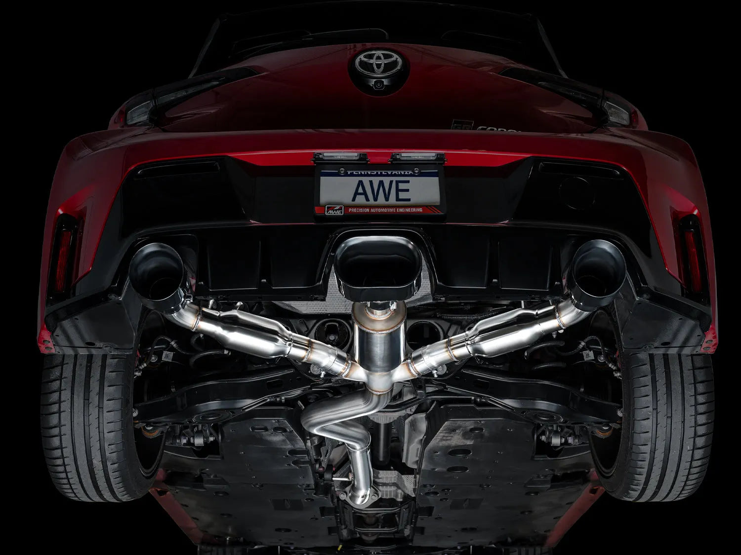 AWE Tuning Track Edition Exhaust - Diamond Black Tips for 2023+ Toyota GR Corolla (3020-53472)