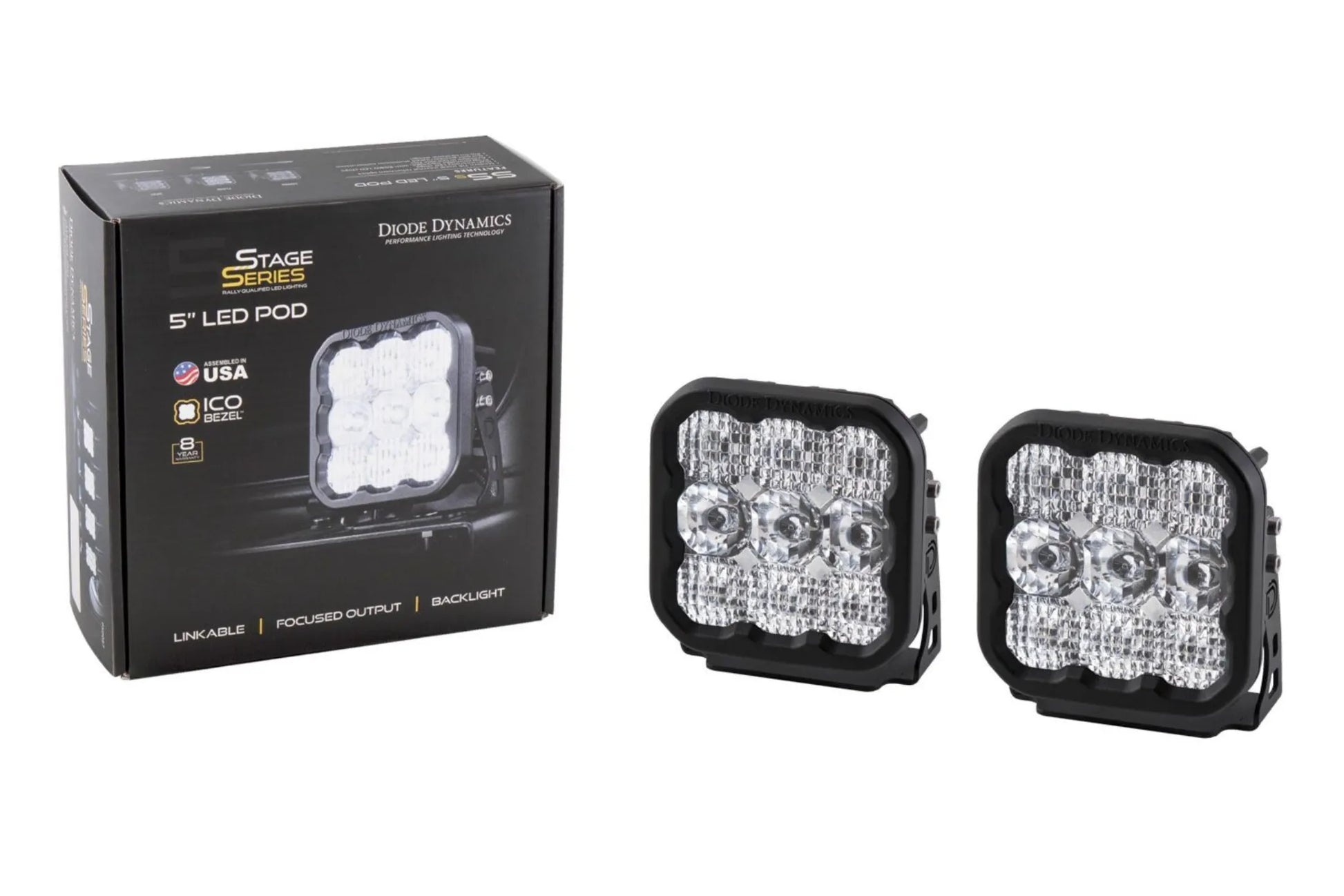Diode Dynamics SS5 LED Pod Sport White Combo - Pair | Universal (DD6769P)
