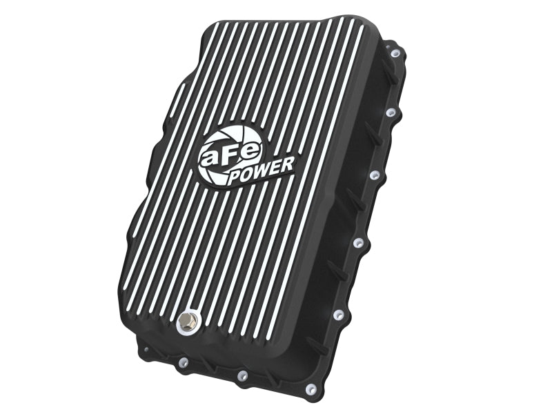 aFe 46-71420B GM L6 3.0L Transmission Pan Black Machined Fins For GM Trucks 20-26