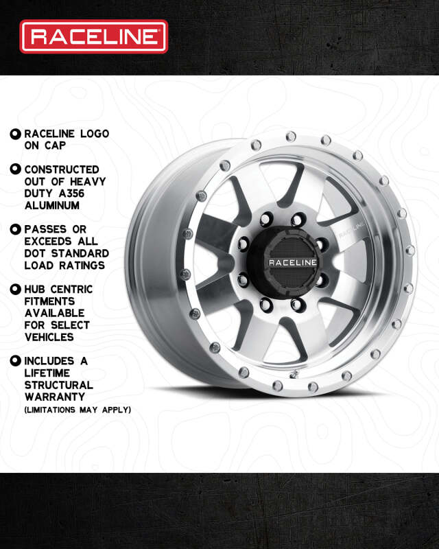 Raceline 935 Defender Machined | 17x9" +0mm | 6x139.7mm Wheel