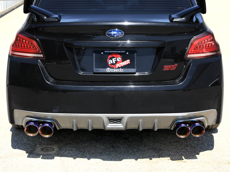 aFe Takeda 3in to 2-1/2in Stainless Steel Cat-Back Exhaust w/ Blue Flame Tip | Subaru WRX/STi (15-21) (49-36810-L)