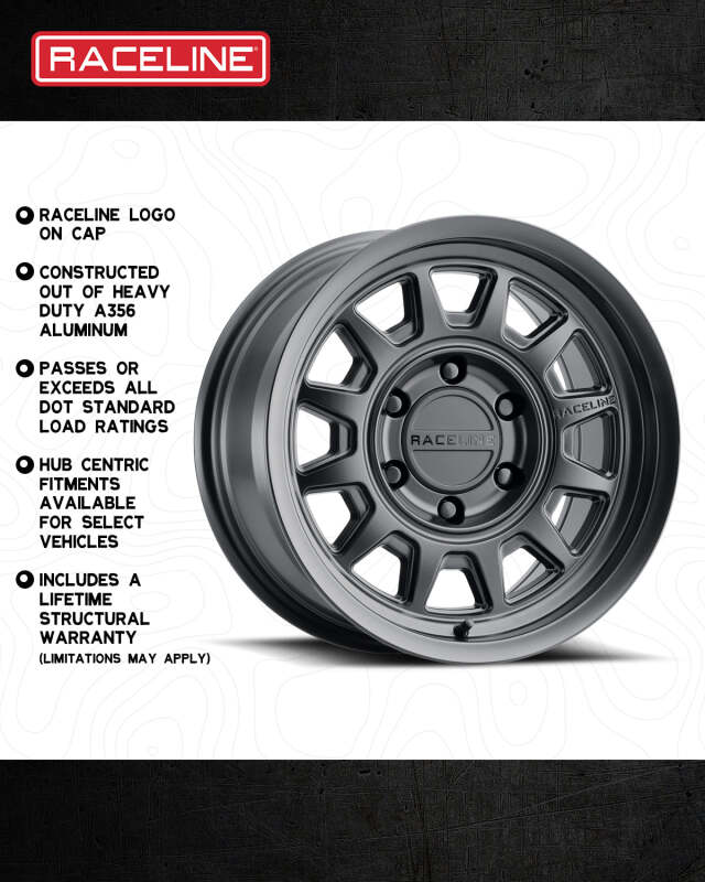 Raceline 952 Aero Satin Black | 16x8" -6mm | 6x139.7mm Wheel