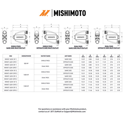 Mishimoto Universal Air-To-Water Intercooler Dual Pass (1000hp) - Opposite Side Inlet/Outlet