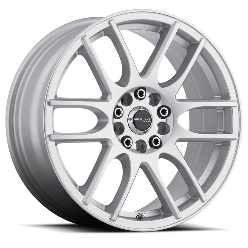 (set of 4) Raceline 141 Mystique Gloss Silver | 15x7" +40mm | 5x100/5x114.3mm Wheel