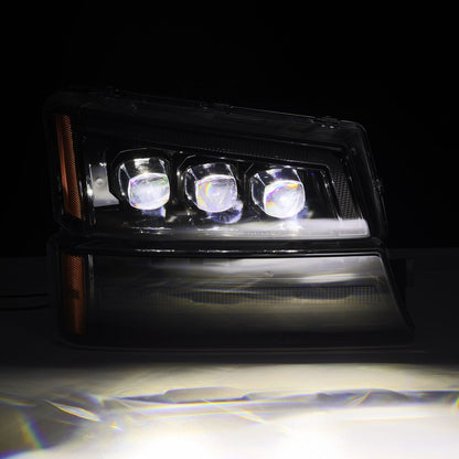 AlphaRex 03-06 Chevrolet Silverado/02-06 Avalanche (without body cladding) NOVA-Series LED Projector Headlights Alpha-Black