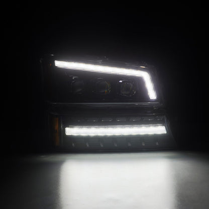 AlphaRex 03-06 Chevrolet Silverado/02-06 Avalanche (without body cladding) NOVA-Series LED Projector Headlights Alpha-Black