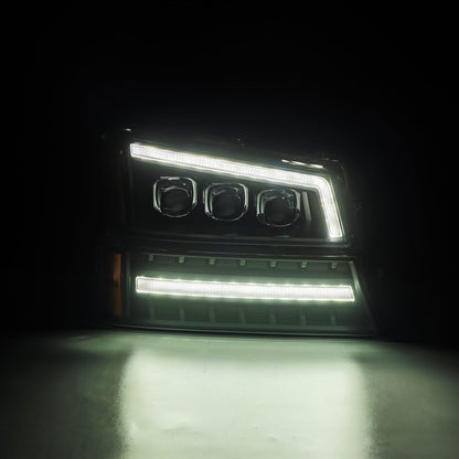 AlphaRex 03-06 Chevrolet Silverado/02-06 Avalanche (without body cladding) NOVA-Series LED Projector Headlights Black