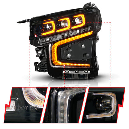 ANZO 21-24 Chevy Suburban/Tahoe Z-Series Full LED Proj Headlight Black DRV | Suburban/Tahoe (111642X-L)