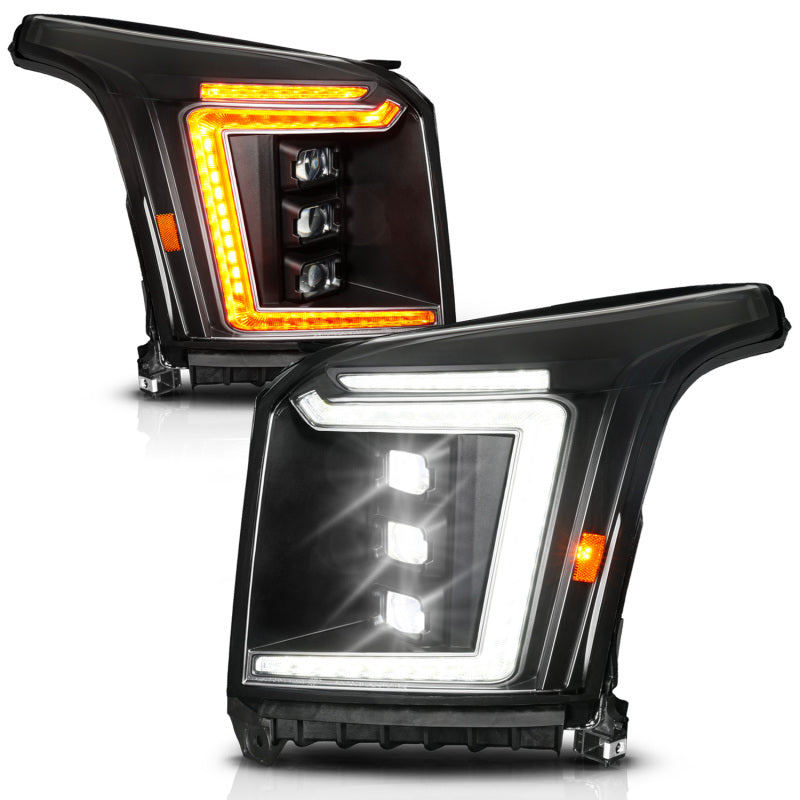 ANZO 15-20 GMC Yukon/XL Full LED Proj Headlight Black PASS Halogen Models | Yukon/XL (111635X-R)