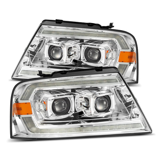AlphaRex 04-08 Ford F150 / 06-08 Lincoln Mark LT PRO-Series Halogen Projector Headlights Chrome