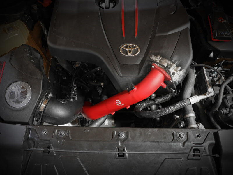 aFe BladeRunner Red 2-3/4in Aluminum Charge Pipe | Toyota Supra GR A90 2021 (46-20488-R)
